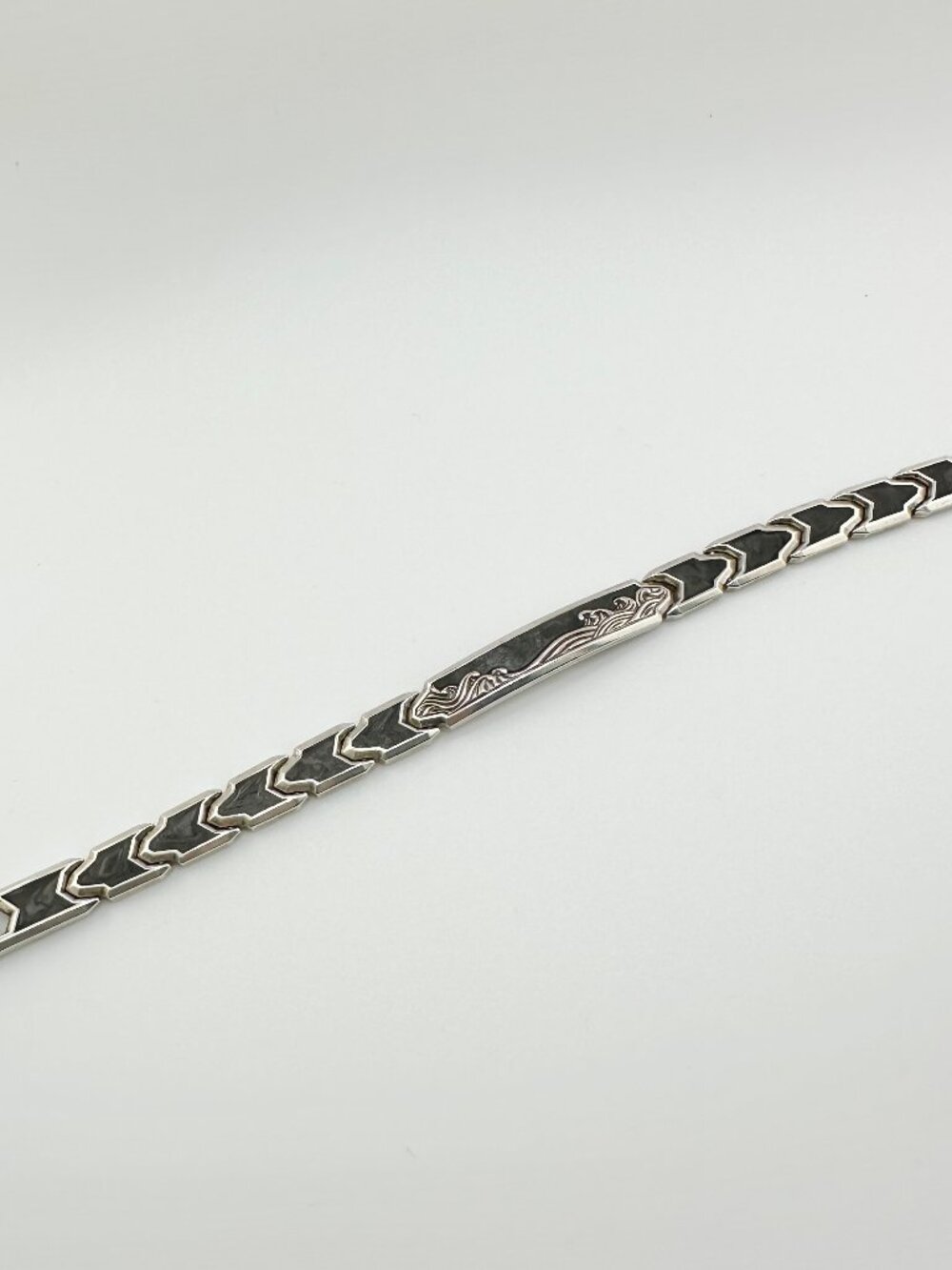 David Yurman Waves ID Link Bracelet w/ Forged Carbon - Medium - RARE